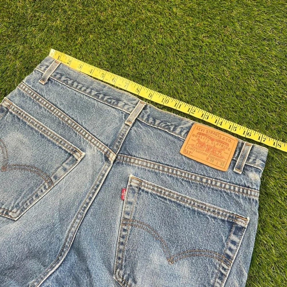 Vintage Levis 517 Boot Cut Jeans USA 90s Light Wash Faded Denim 38x30 Cowboy